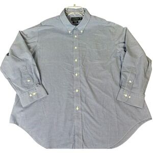 Lauren Ralph Lauren Dress Shirt Mens 18 34/35 Long Sleeve Blue Gingham Non Iron